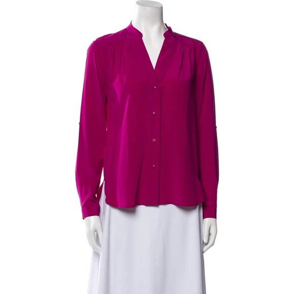 Diane Von Furstenberg 100% Silk Button Down Business Chic Elegant Top Size 2 - Picture 1 of 6
